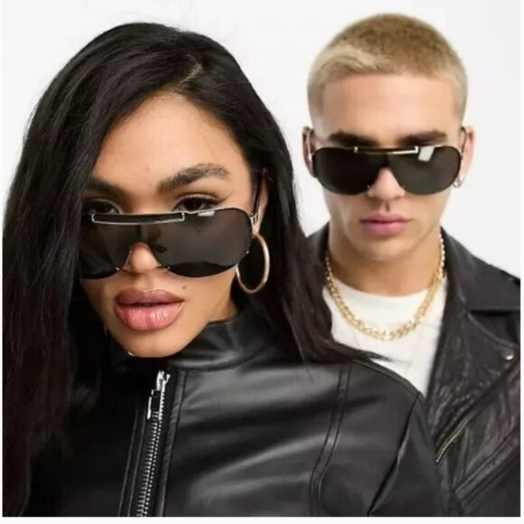 VERSACE Suglasses VE2140 1002 Pilot Aviator Greca Shield Black Unisex - Picture 2 of 16